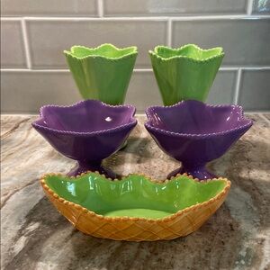 Colorful Ceramic Ice Cream  Dish Set